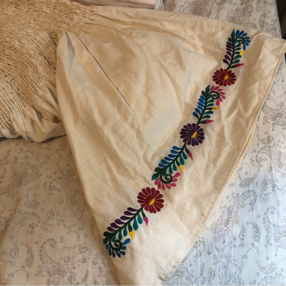 Handmade artisan womens Mexican embroidered off shoulder cotton blouse 2XL - Picture 11 of 13